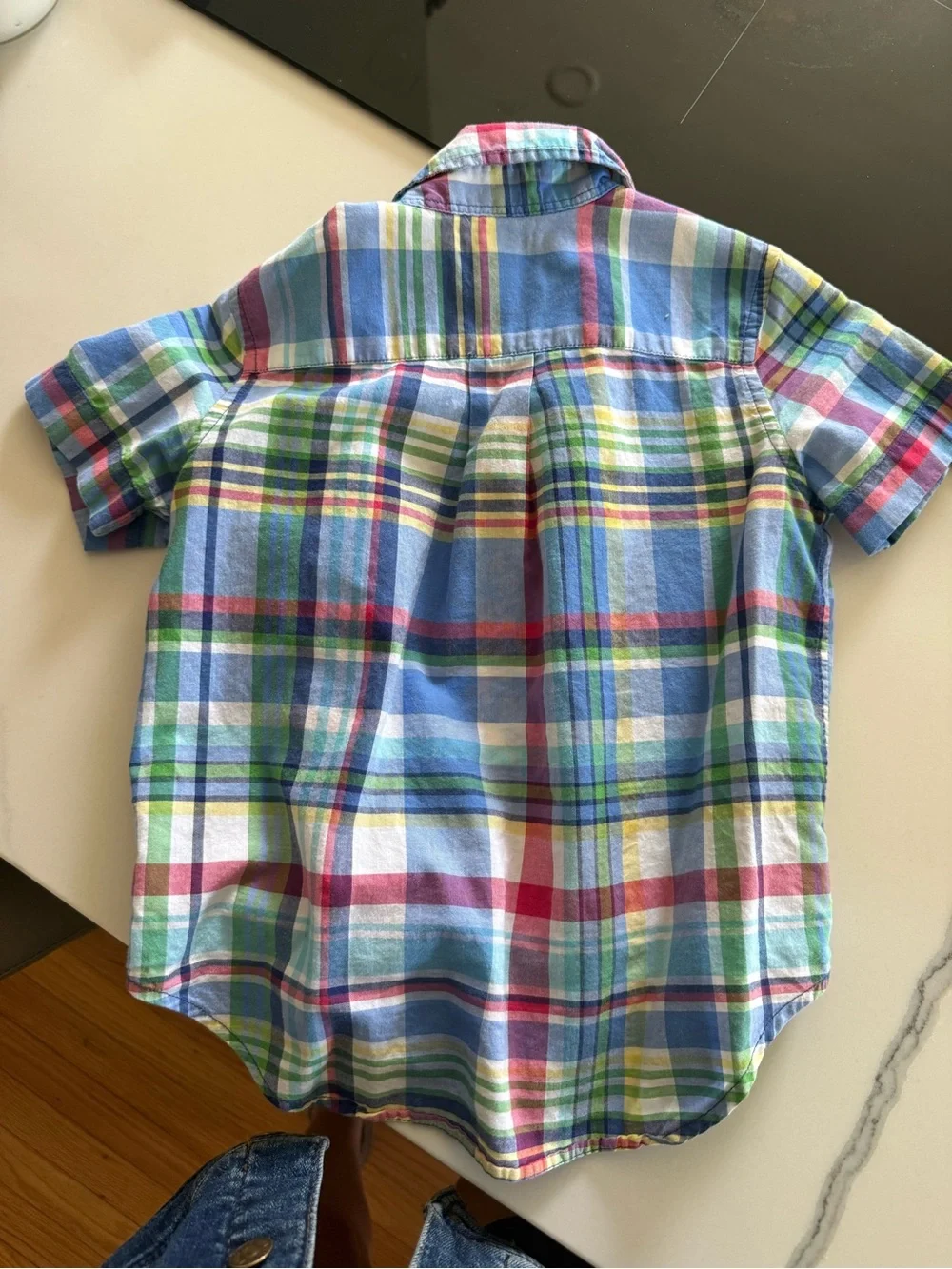 Ralph Lauren Kids Plaid Short-Sleeve Button-Down in Bright Multicolor